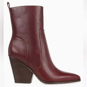 Veronica Beard Logan Leather Ankle Boots Merlot
